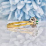 Ellibelle Jewellery Vintage Emerald & Diamond 18ct Gold Kite Cluster Ring