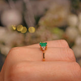Ellibelle Jewellery VINTAGE EMERALD & DIAMOND 18CT GOLD RING