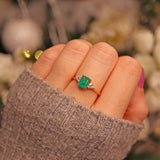 Ellibelle Jewellery VINTAGE EMERALD & DIAMOND 18CT GOLD RING
