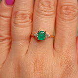 Ellibelle Jewellery VINTAGE EMERALD & DIAMOND 18CT GOLD RING