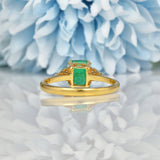 Ellibelle Jewellery VINTAGE EMERALD & DIAMOND 18CT GOLD RING