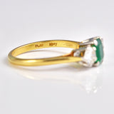 Ellibelle Jewellery Vintage Emerald & Diamond 18ct Gold Three Stone Engagement Ring