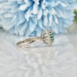 Ellibelle Jewellery VINTAGE EMERALD & DIAMOND 18CT WHITE GOLD CLUSTER RING