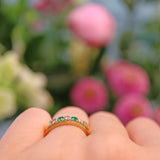 Ellibelle Jewellery Vintage Emerald & Diamond 18ct Yellow Gold Band Ring