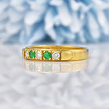 Ellibelle Jewellery Vintage Emerald & Diamond 18ct Yellow Gold Band Ring