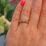 Ellibelle Jewellery Vintage Emerald & Diamond 18ct Yellow Gold Band Ring