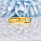 Ellibelle Jewellery Vintage Emerald & Diamond 18ct Yellow Gold Band Ring
