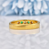 Ellibelle Jewellery Vintage Emerald & Diamond 18ct Yellow Gold Band Ring