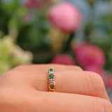 Ellibelle Jewellery Vintage Emerald & Diamond 18ct Yellow Gold Band Ring