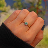 Ellibelle Jewellery VINTAGE EMERALD & DIAMOND CLUSTER RING