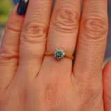 Ellibelle Jewellery VINTAGE EMERALD & DIAMOND CLUSTER RING