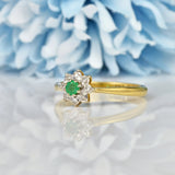Ellibelle Jewellery VINTAGE EMERALD & DIAMOND CLUSTER RING