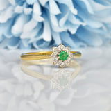 Ellibelle Jewellery VINTAGE EMERALD & DIAMOND CLUSTER RING