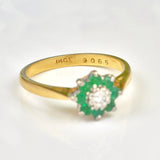 Ellibelle Jewellery VINTAGE EMERALD & DIAMOND CLUSTER RING