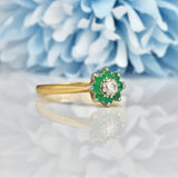 Ellibelle Jewellery VINTAGE EMERALD & DIAMOND CLUSTER RING