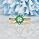 Ellibelle Jewellery VINTAGE EMERALD & DIAMOND CLUSTER RING