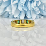 Ellibelle Jewellery VINTAGE EMERALD & DIAMOND HALF ETERNITY RING