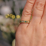 Ellibelle Jewellery VINTAGE EMERALD & DIAMOND HALF ETERNITY RING
