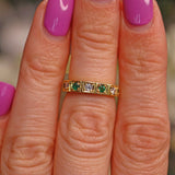 Ellibelle Jewellery VINTAGE EMERALD & DIAMOND HALF ETERNITY RING
