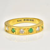 Ellibelle Jewellery VINTAGE EMERALD & DIAMOND HALF ETERNITY RING