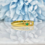 Ellibelle Jewellery VINTAGE EMERALD & DIAMOND HALF ETERNITY RING