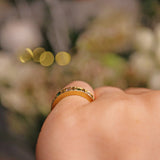 Ellibelle Jewellery VINTAGE EMERALD & DIAMOND HALF ETERNITY RING