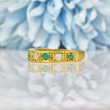 Ellibelle Jewellery VINTAGE EMERALD & DIAMOND HALF ETERNITY RING