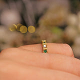 Ellibelle Jewellery VINTAGE EMERALD & DIAMOND HALF ETERNITY RING