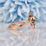 Ellibelle Jewellery Vintage Emerald & Diamond Rose Gold Flower Cluster Ring