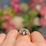 Ellibelle Jewellery Vintage Emerald & Diamond Rose Gold Flower Cluster Ring