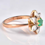Ellibelle Jewellery Vintage Emerald & Diamond Rose Gold Flower Cluster Ring