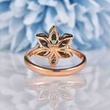 Ellibelle Jewellery Vintage Emerald & Diamond Rose Gold Flower Cluster Ring