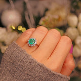 Ellibelle Jewellery VINTAGE EMERALD & DIAMOND WHITE GOLD CLUSTER RING