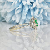 Ellibelle Jewellery VINTAGE EMERALD & DIAMOND WHITE GOLD CLUSTER RING