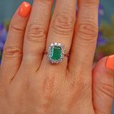 Ellibelle Jewellery Vintage Emerald & Diamond White Gold Cluster Ring