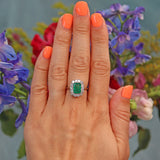 Ellibelle Jewellery Vintage Emerald & Diamond White Gold Cluster Ring