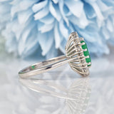 Ellibelle Jewellery Vintage Emerald & Diamond White Gold Cluster Ring