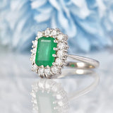Ellibelle Jewellery Vintage Emerald & Diamond White Gold Cluster Ring