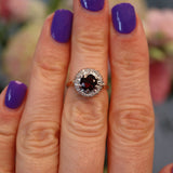 Ellibelle Jewellery Vintage Garnet & Diamond 18ct Gold Cluster Ring