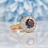 Ellibelle Jewellery Vintage Garnet & Diamond 18ct Gold Cluster Ring