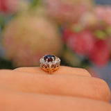 Ellibelle Jewellery Vintage Garnet & Diamond 18ct Gold Cluster Ring