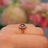 Ellibelle Jewellery Vintage Garnet & Diamond 18ct Gold Cluster Ring