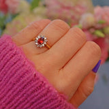 Ellibelle Jewellery Vintage Garnet & Diamond 18ct Gold Cluster Ring