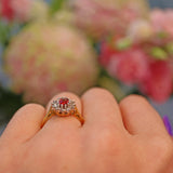 Ellibelle Jewellery Vintage Garnet & Diamond 18ct Gold Cluster Ring