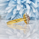 Ellibelle Jewellery Vintage Garnet & Diamond 18ct Gold Cluster Ring