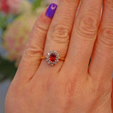 Ellibelle Jewellery Vintage Garnet & Diamond 18ct Gold Cluster Ring