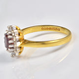 Ellibelle Jewellery Vintage Garnet & Diamond 18ct Gold Cluster Ring