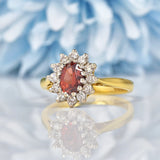 Ellibelle Jewellery Vintage Garnet & Diamond 18ct Gold Cluster Ring
