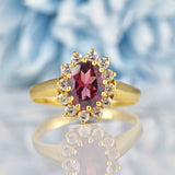 Ellibelle Jewellery Vintage Garnet & Diamond 18ct Gold Cluster Ring
