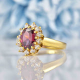 Ellibelle Jewellery Vintage Garnet & Diamond 18ct Gold Cluster Ring